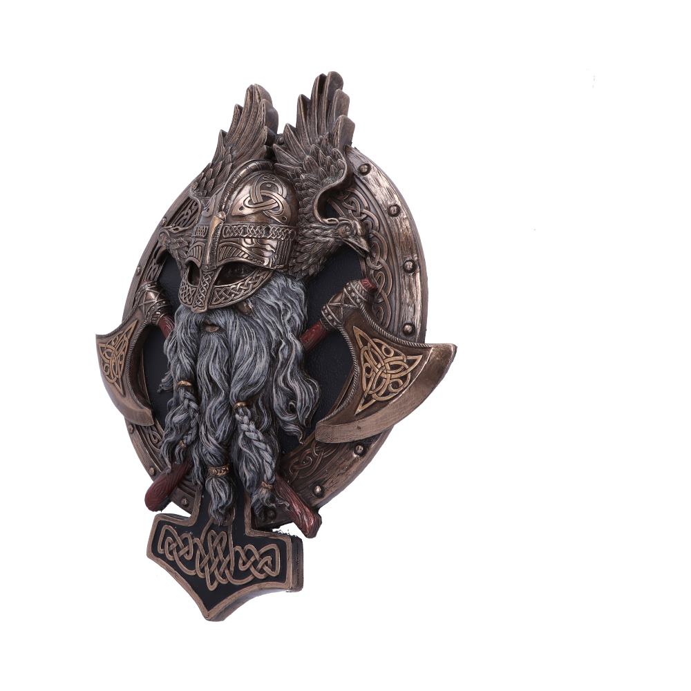 Bronze For Valhalla Viking Axe Hammer Raven Wall Plaque27cm
