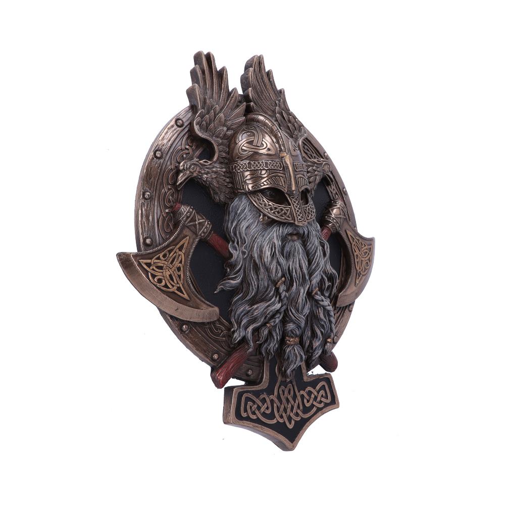 Bronze For Valhalla Viking Axe Hammer Raven Wall Plaque27cm