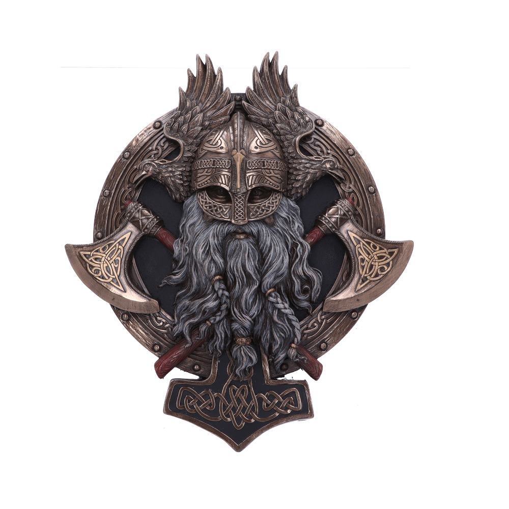 Bronze For Valhalla Viking Axe Hammer Raven Wall Plaque27cm