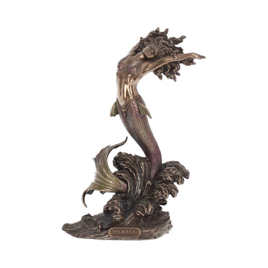 27cm Yemaya Goddess of Water Figurine Bronze Mermaid Ocean Ornament