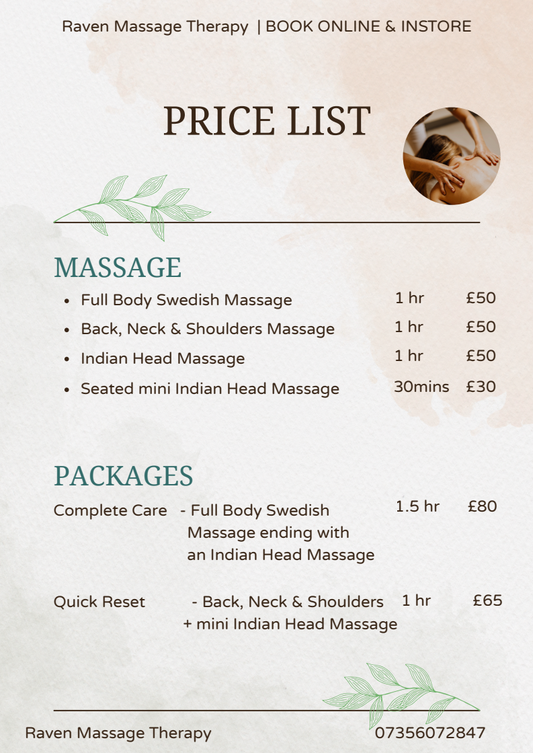 Raven Massage Therapy Wednesday 31st December