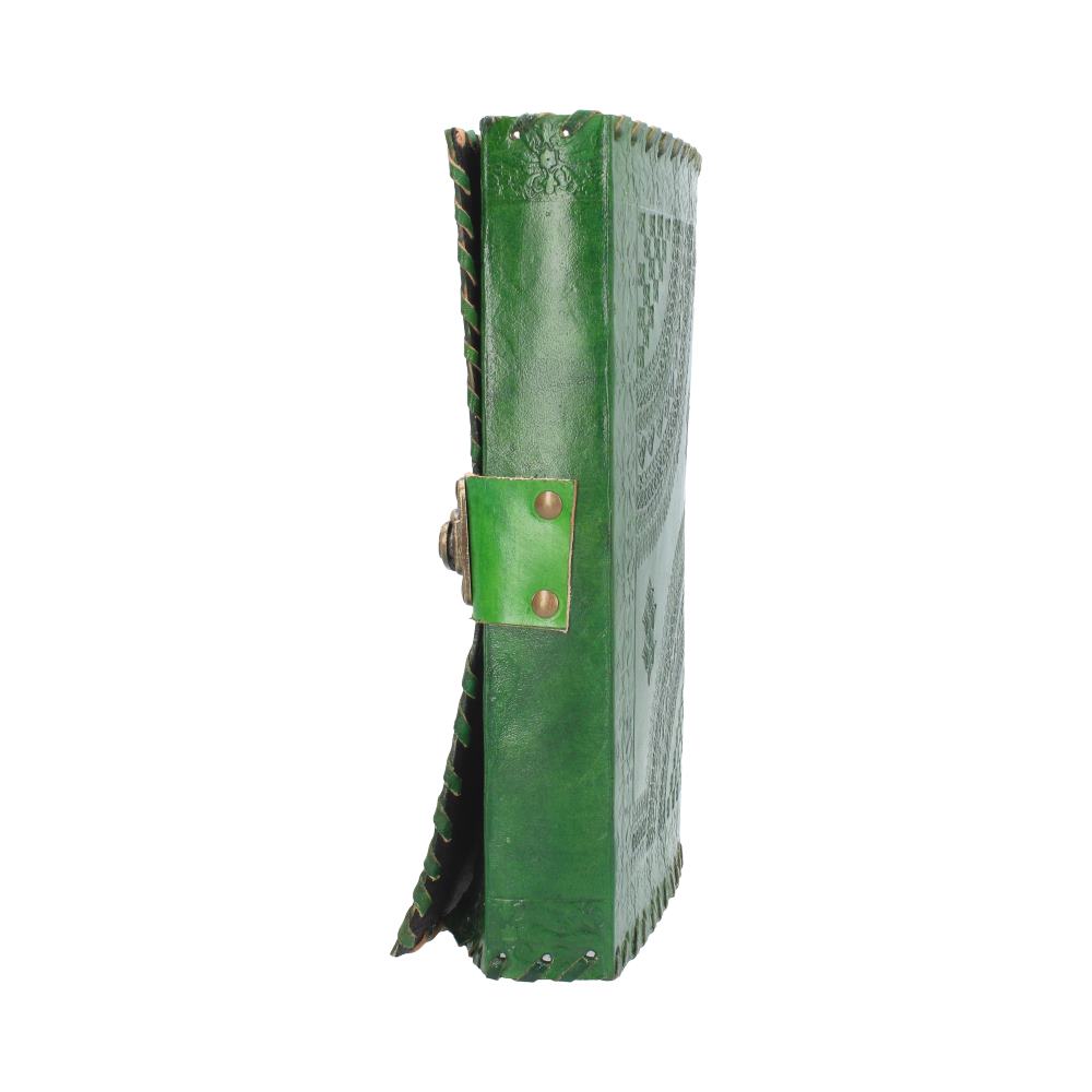 Real Leather Greenman Green Embossed Journal with Lock  25 x 18cm