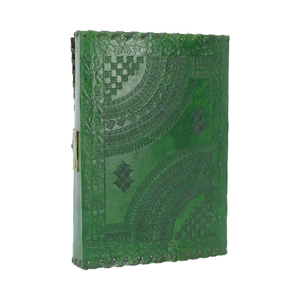 Real Leather Greenman Green Embossed Journal with Lock  25 x 18cm