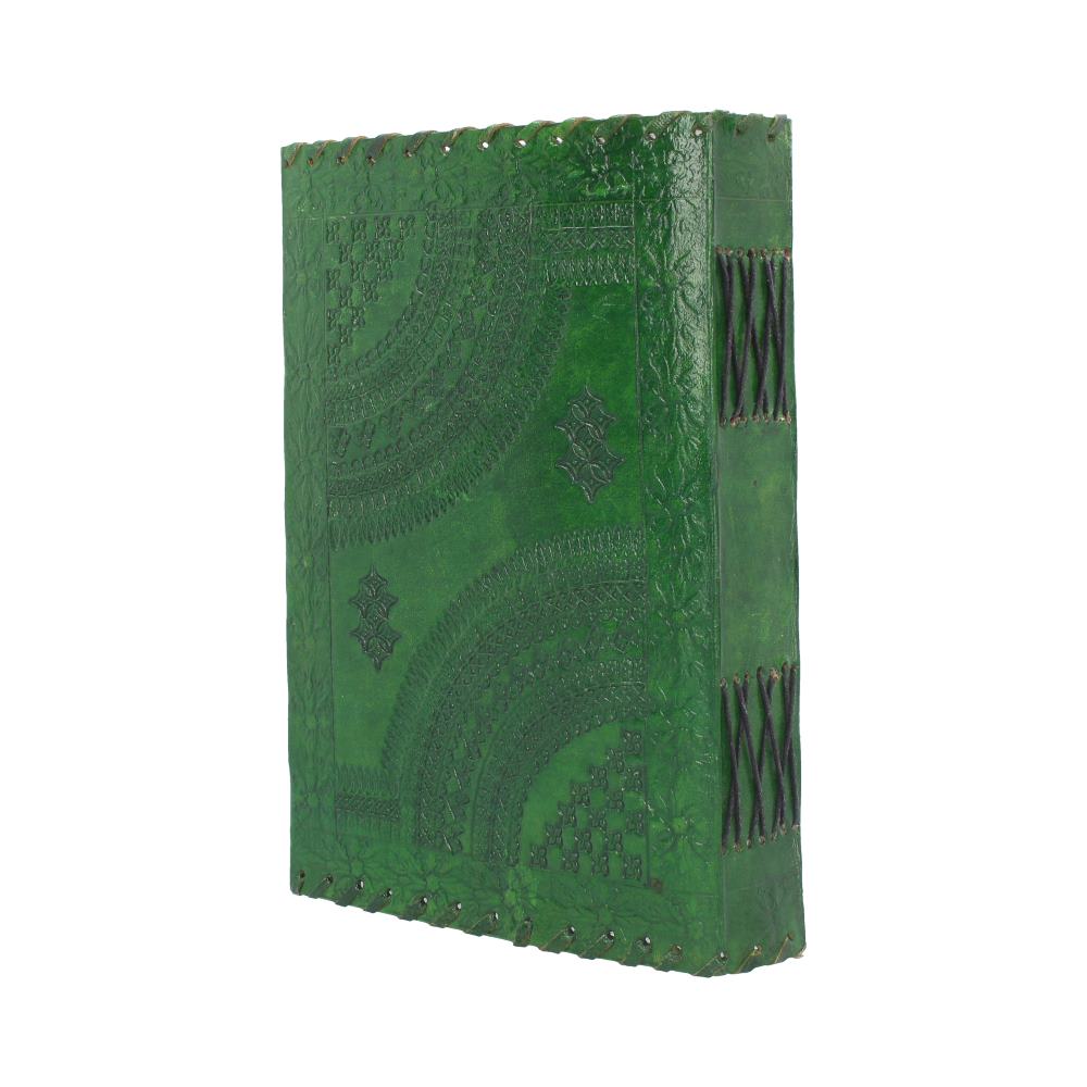 Real Leather Greenman Green Embossed Journal with Lock  25 x 18cm