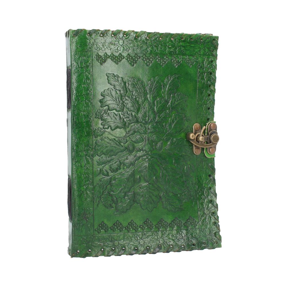 Real Leather Greenman Green Embossed Journal with Lock  25 x 18cm