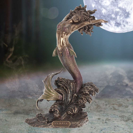 27cm Yemaya Goddess of Water Figurine Bronze Mermaid Ocean Ornament