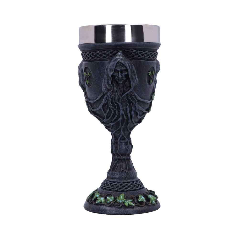 Mother Maiden and Crone Chalice Bronze Triple Goddess Wine Glass