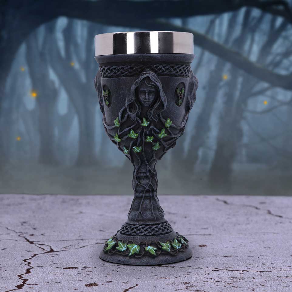 Mother Maiden and Crone Chalice Bronze Triple Goddess Wine Glass
