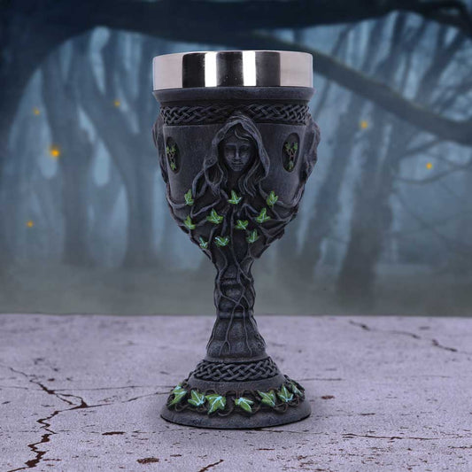 Mother Maiden and Crone Chalice Bronze Triple Goddess Wine Glass